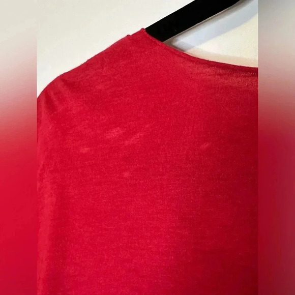 Velvet by Graham & Spencer Red Long Sleeve Top with Floral Cutouts Lined Size L - Picture 5 of 7